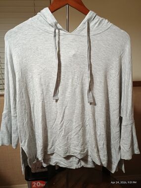 Lou Grey For LOFT- Light Gray Hooded Pullover Sweatshirt